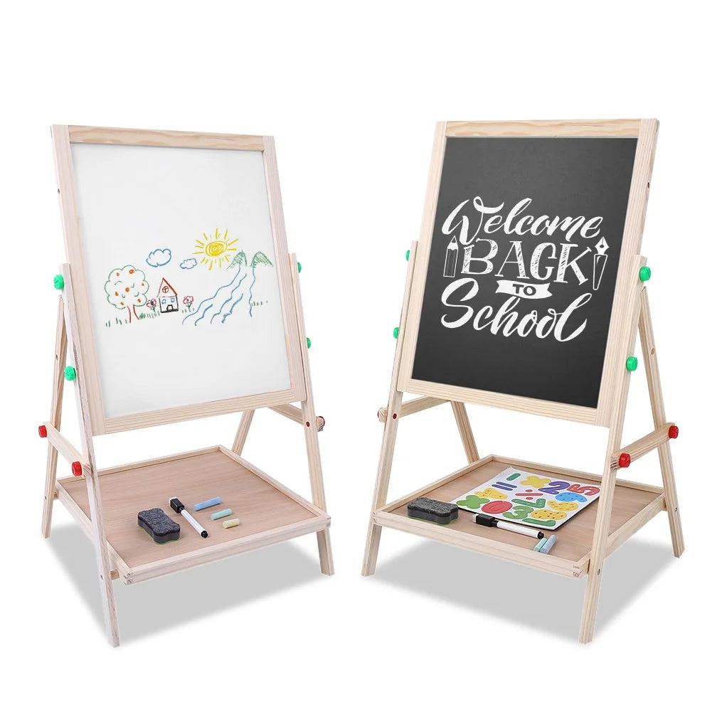 Montessori Double Sided Kids Wooden Standing Easel