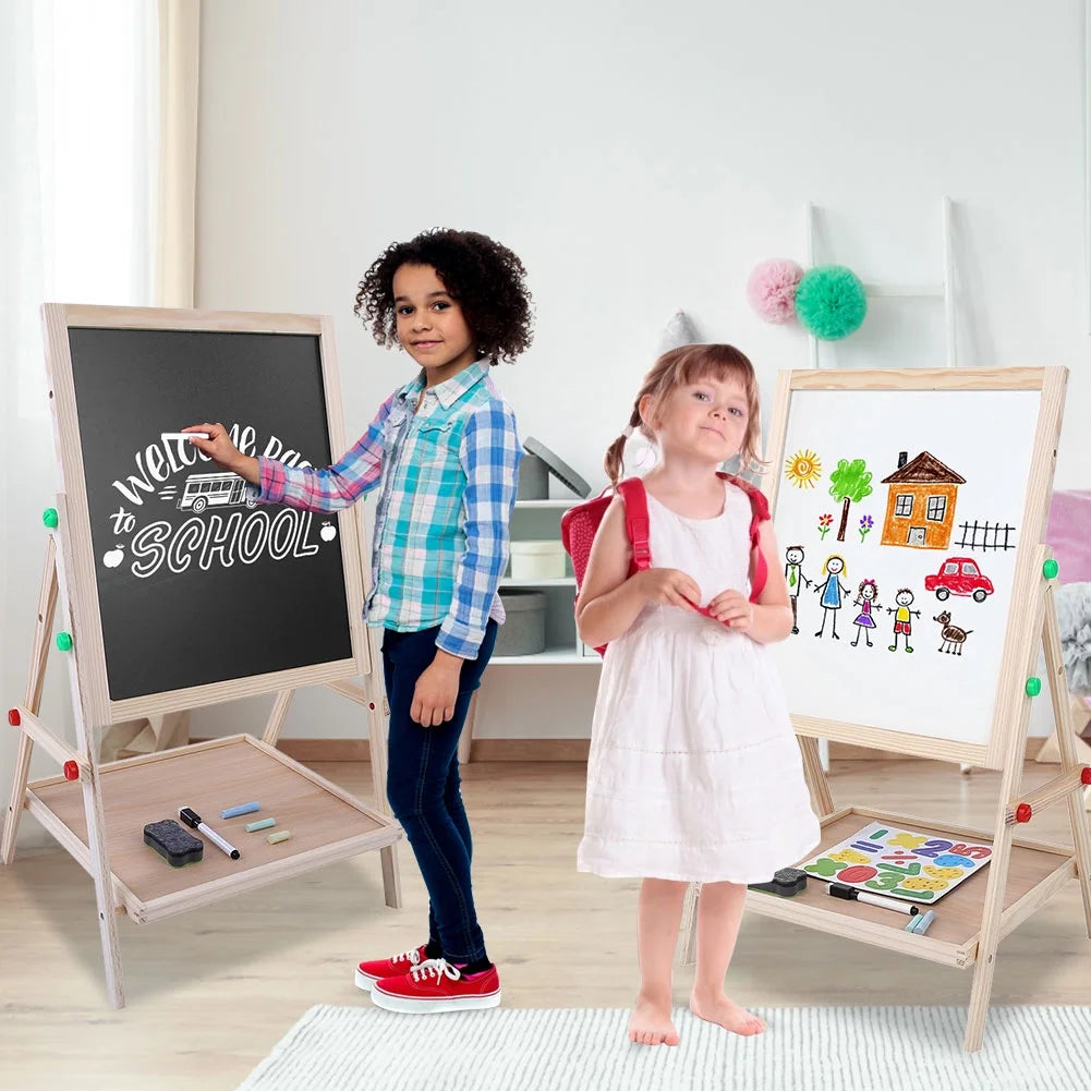 Montessori Double Sided Kids Wooden Standing Easel