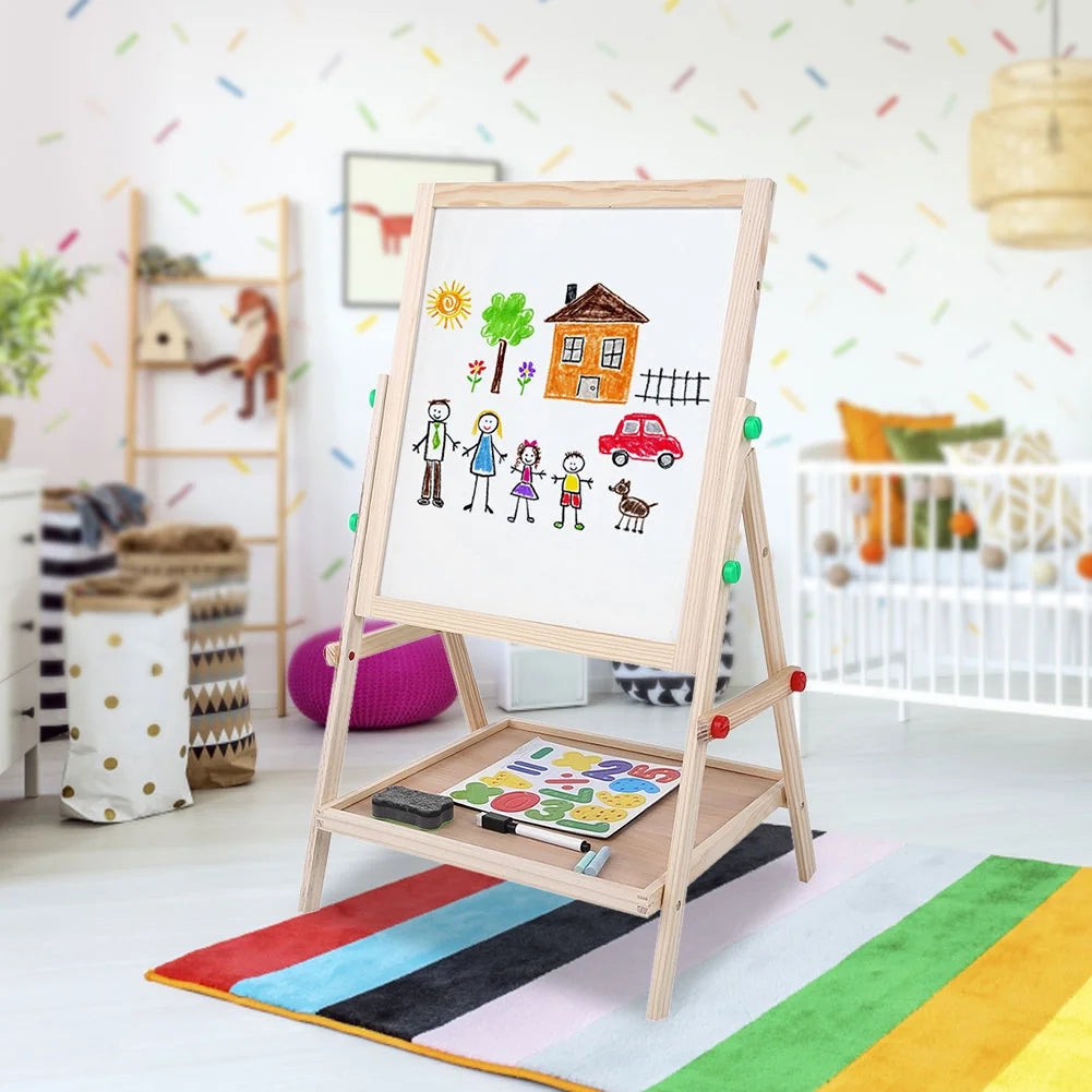 Montessori Double Sided Kids Wooden Standing Easel