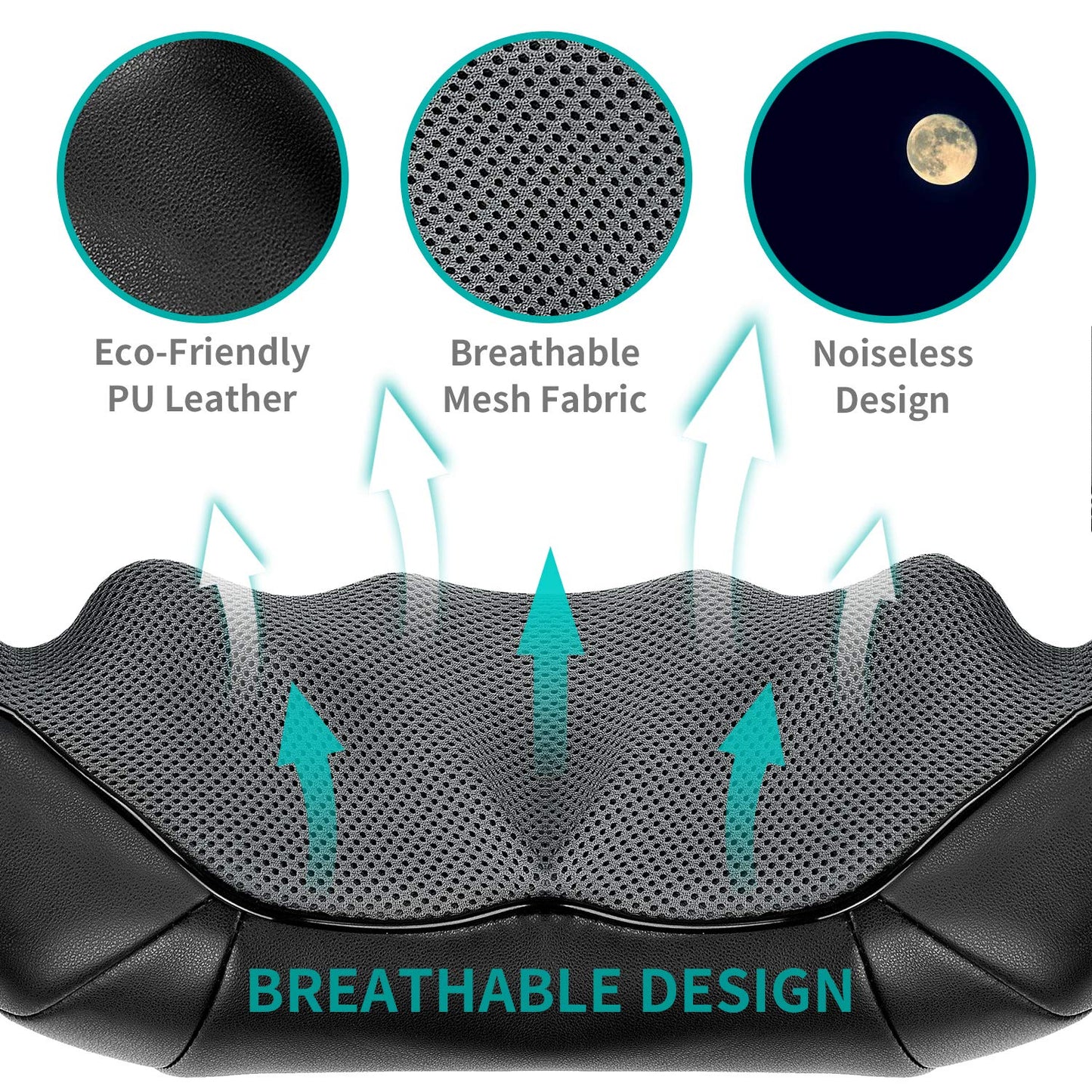 Shiatsu Neck and Back Massager with Soothing Heat, Electric Deep Tissue 3D Kneading Massage Pillow for Shoulder, Leg, Body Muscle Pain Relief, Home, Office, and Car Use