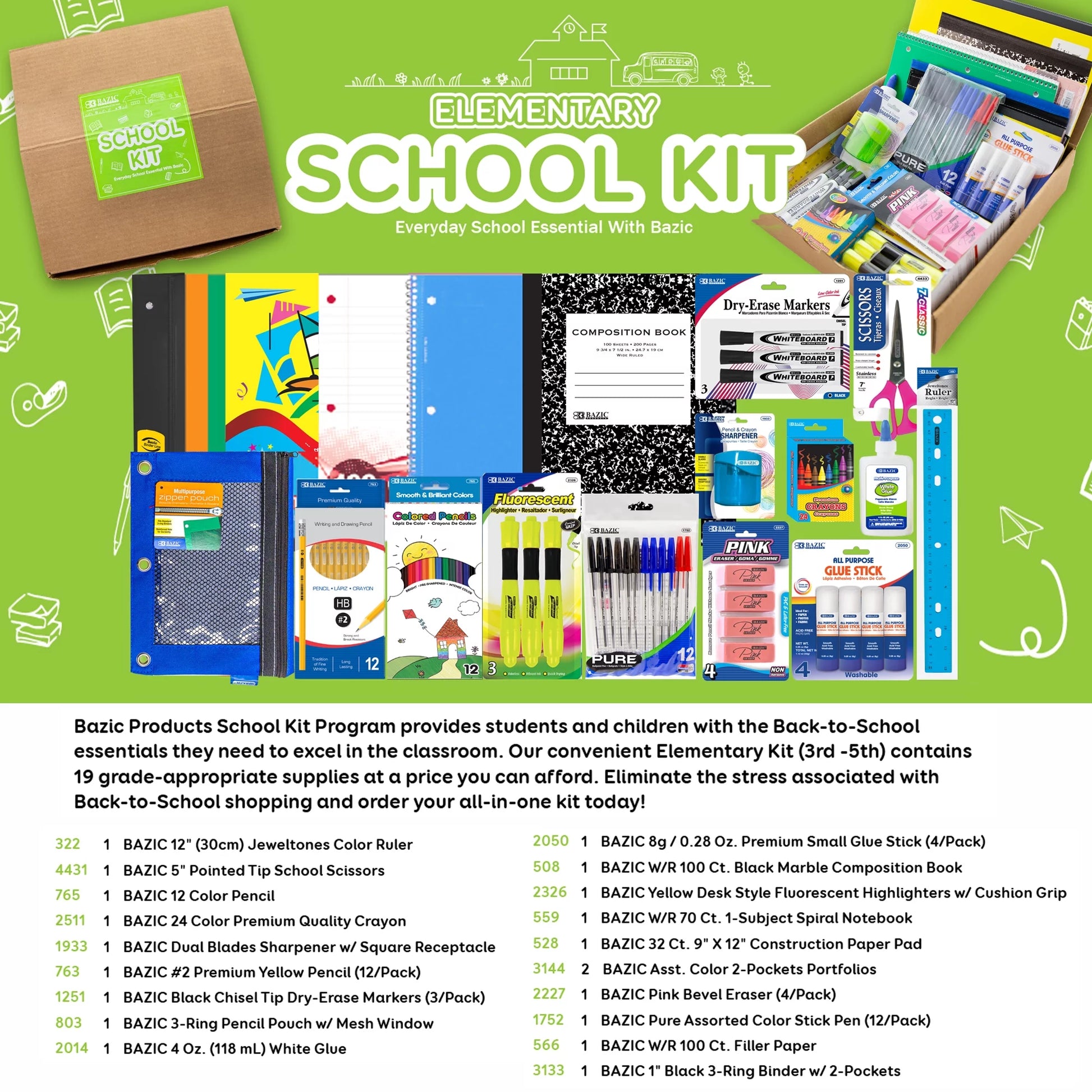 All in One Back to School Kit Supplies Kit 