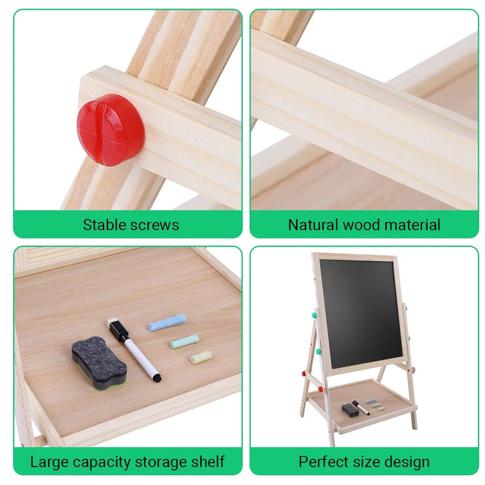 Montessori Double Sided Kids Wooden Standing Easel