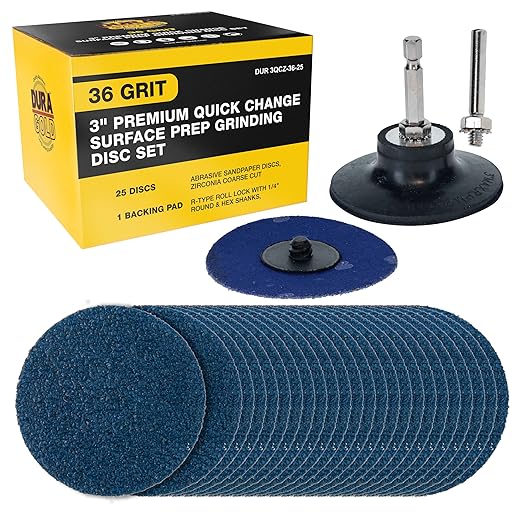 Dura-Gold 3" 36 Grit Quick Change Zirconia Coarse Cut Grinding Disc Set